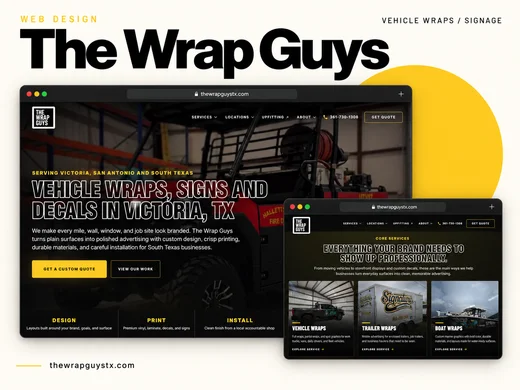 Real website design sample for The Wrap Guys